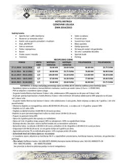 HOTEL BISTRICA CJENOVNIK USLUGA ZIMA 2014/2015