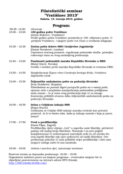 Filatelistički seminar "Vrati&scaron;inec 2013" Program: