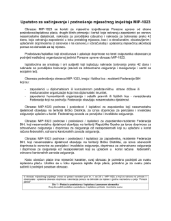 Uputstvo za sačinjavanje i podno&scaron;enje mjesečnog