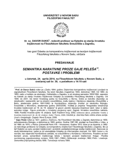 semantika narativne postavke narativne proze gaje pele postavke i