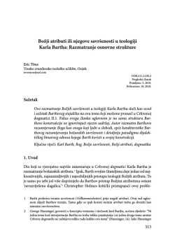 Božji atributi ili njegove savr&scaron;enosti u teologiji Karla Bartha