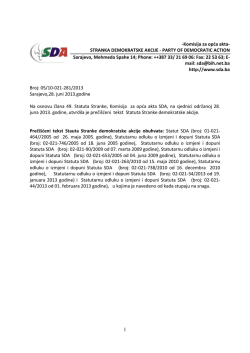 STATUT SDA &ndash; Preči&scaron;ćeni teks