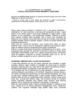 HJ PLENDERLEITH, AE WERNER: UTJECAJ OKOLI&Scaron;A NA