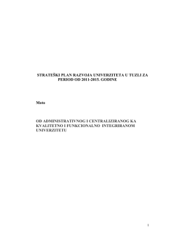 STRATE&Scaron;KI PLAN RAZVOJA UNIVERZITETA U