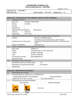 SIGURNOSNO-TEHNIČKI LIST Prema Uredbi (EZ-a) br