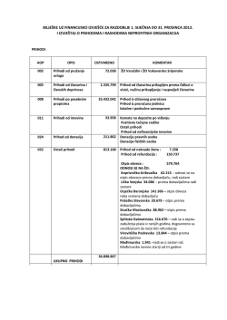 bilje&scaron;ke uz financijsko izvje&scaron;će za razdoblje 1. siječnja do 31