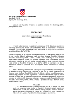 Priopćenje Ustavnog suda o narodnom ustavotvornom referendumu