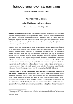 Napredovati u punini 3-dio-&bdquo;Majčinstvo i očinstvo u Bogu&ldquo;