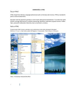 DOBRODO&Scaron;LI U HTML I deo