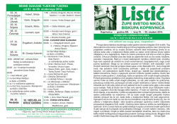 MISNE NAKANE TIJEKOM TJEDNA .