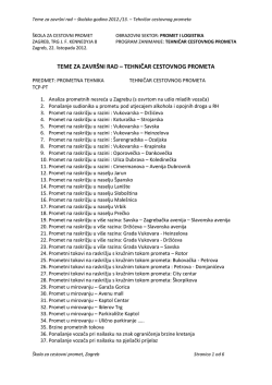 teme za zavr&scaron;ni rad &ndash; tehničar cestovnog prometa