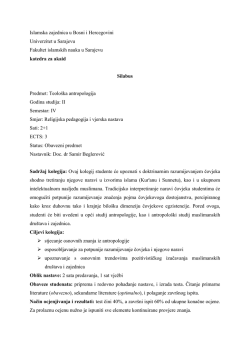 Teološka antropologija - Fakultet islamskih nauka u Sarajevu