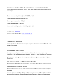 Napomena: obrasci zahtjeva, žalbi i tužbe navedeni