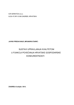 sustavi upravljanja kvalitetom u funkciji povećanja