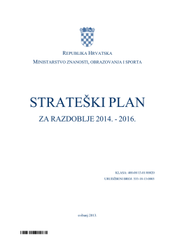 Strate&scaron;ki plan - Ministarstvo znanosti, obrazovanja i &scaron;porta RH