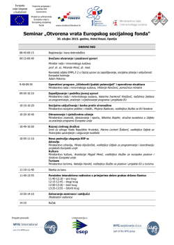 Dnevni red seminar &ldquo;Otvorena vrata ESF-a&rdquo; Opatija