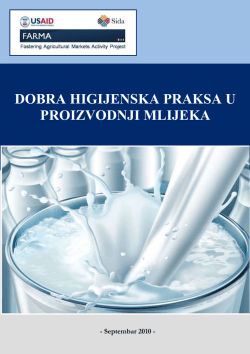 DOBRA HIGIJENSKA PRAKSA U PROIZVODNJI MLIJEKA