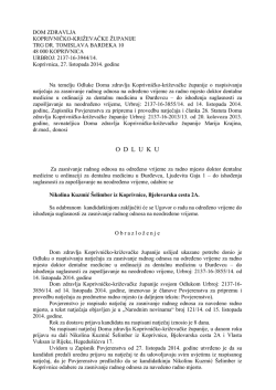 Odluka-doktor dentalne medicine u Đurđevcu