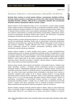 Izmjene Zakona o preuzimanju dioničkih dru&scaron;tava
