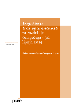 Izvje&scaron;će o transparentnosti za razdoblje 01.siječnja
