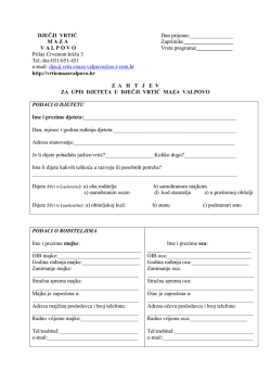 Zahtjev - Dječji vrtić Maza