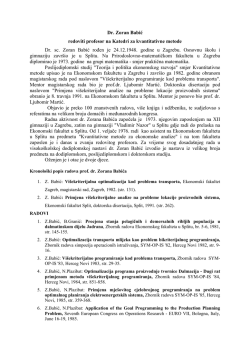 Dr. Zoran Babić redoviti profesor na Katedri za kvantitativne metode