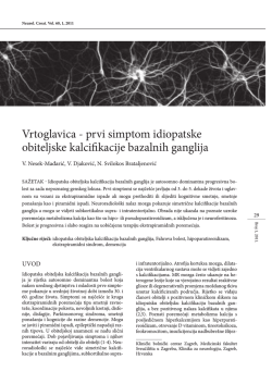 Vrtoglavica - prvi simptom idiopatske obiteljske kalcifikacije bazalnih