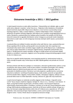 Ostvarene investicije u Varaždinskoj županiji