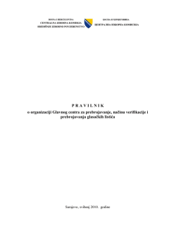 P R A V I L N I K o organizaciji Glavnog centra za