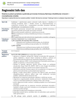 Natječaj za prijavu projekata u području prevencije/tretmana