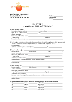 Zahtjev za upis 2013-14