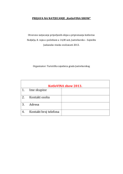 Prijavnica za KotloVINA show - Turistička zajednica grada