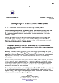 Godi&scaron;nje izvje&scaron;će za 2012. godinu - česta pitanja
