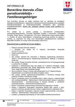 Boravi&scaron;na dozvola &laquo;Član porodice/obitelji