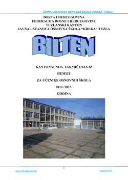Bilten takmičenja možete preuzeti ovdje. - Osnovna škola Kreka