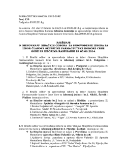 Na osnovu člana 23 Statuta Farmaceutske komore Crne Gore, a u