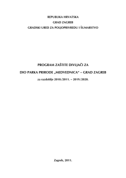 program zaštite divljači za dio parka prirode „medvednica“ – grad