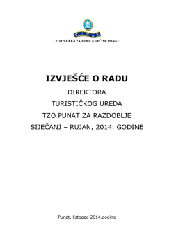 Izvje&scaron;će o radu direktora Turističkog ureda TZO Punat za razdoblje