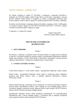 PRAVILNIK O STUDIRANJU (proči&scaron;ćeni tekst)