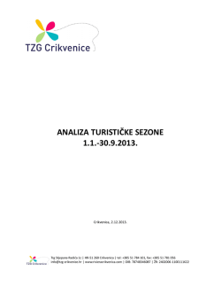 ANALIZA TURISTIČKE SEZONE 1.1.-30.9.2013.