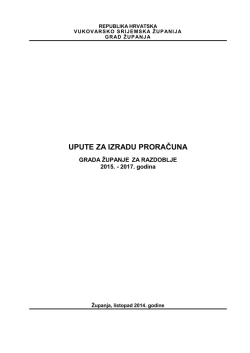 UPUTE ZA IZRADU PRORAČUNA