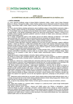 Kori&scaron;tenje usluge m-Intesa mobilno bankarstvo za fizička lica