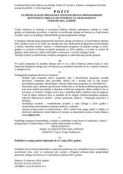 Poziv za predlaganje programa sufinanciranja