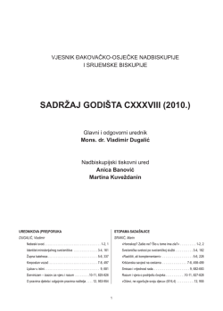 Sadržaj godi&scaron;ta 138 (2010.)