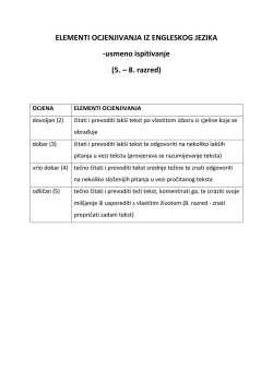 ELEMENTI OCJENJIVANJA IZ ENGLESKOG JEZIKA