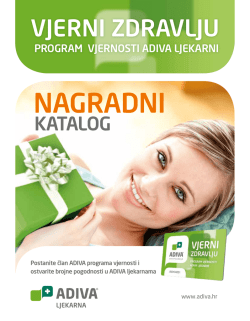 Nagradni katalog - dobrodošli u program vjernosti adiva ljekarni