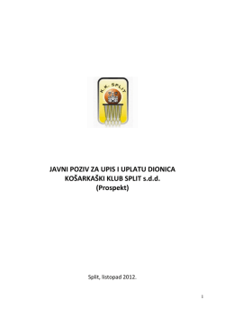 JAVNI POZIV ZA UPIS I UPLATU DIONICA KO&Scaron;ARKA&Scaron;KI KLUB