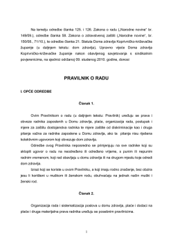 Pravilnik o radu (.pdf) - Dom zdravlja Koprivničko
