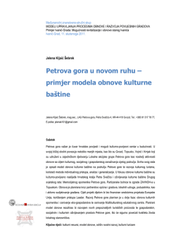 Petrova gora u novom ruhu &ndash; primjer modela obnove kulturne ba&scaron;tine