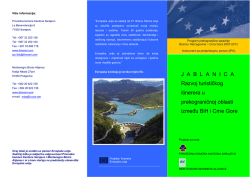 JABLANICA Razvoj turističkog itinerera u prekograničnoj oblasti
